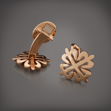 View full screen - View 1 of Lot 62. Calatrava Cross | A pair of pink gold cufflinks.