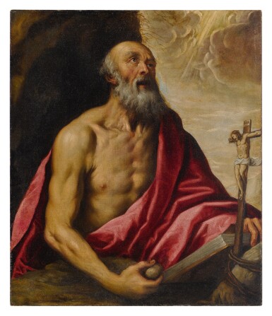 View full screen - View 1 of Lot 546. ATTRIBUTED TO JACOPO PALMA, CALLED PALMA GIOVANE | SAINT JEROME.