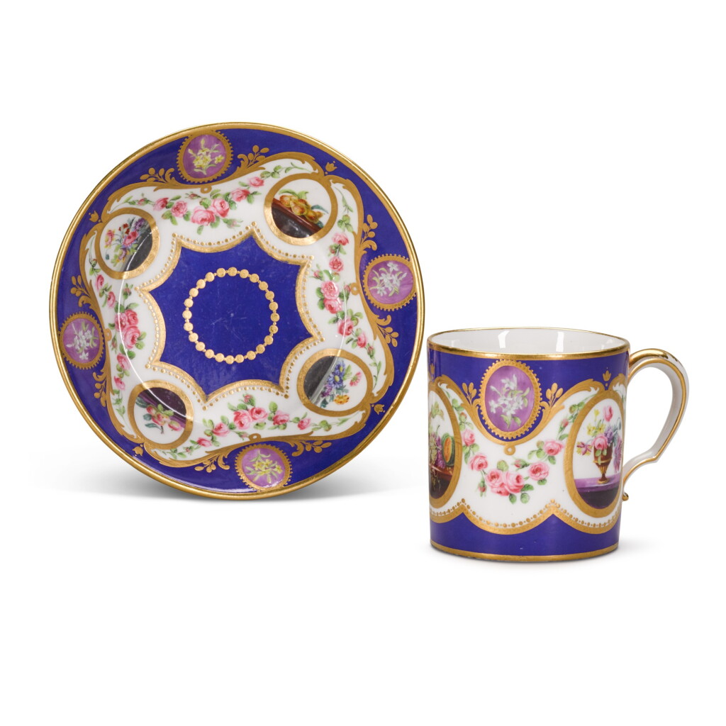 View full screen - View 1 of Lot 99. A Sèvres porcelain cylindrical cup and saucer ('gobelet litron et soucoupe'), circa 1784.