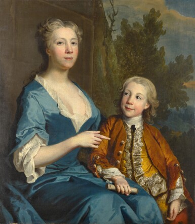 View full screen - View 1 of Lot 221. Portrait of a mother and child in a landscape.