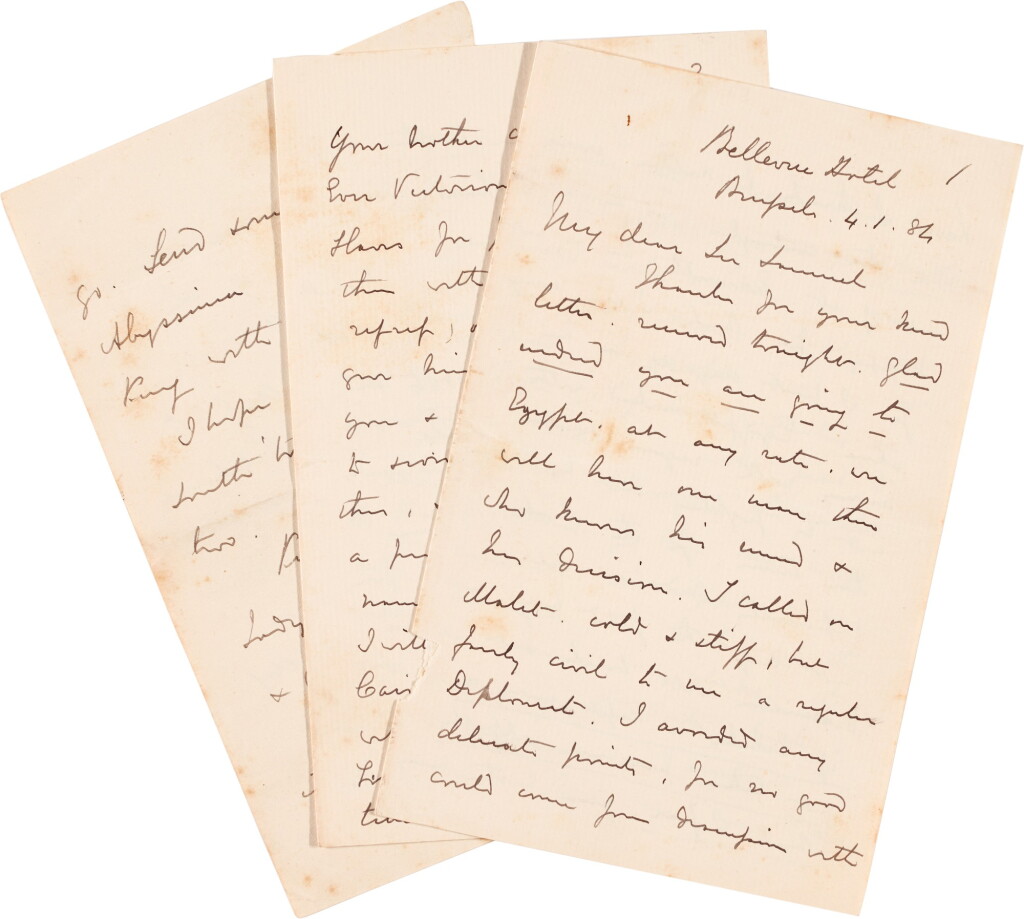 View full screen - View 1 of Lot 50. C.G. Gordon | Autograph letter signed (''C. G. Gordon'') to Sir Samuel Baker, 4 January 1884.