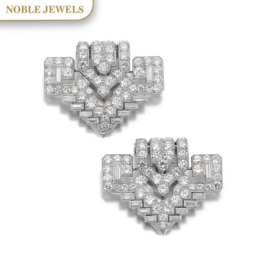 View full screen - View 1 of Lot 311. CARTIER | PAIR OF DIAMOND CLIPS, CIRCA 1930.