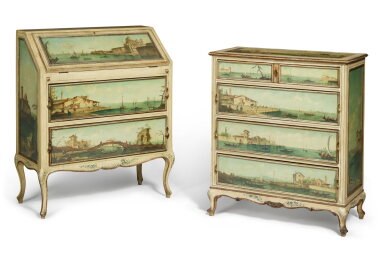 View full screen - View 1 of Lot 532. An Italian Rococo Style Polychrome Painted Wood Ribalta.