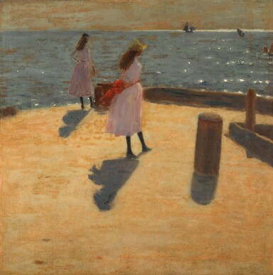 View full screen - View 1 of Lot 836. Two Girls on the Pierhead, Walberswick.