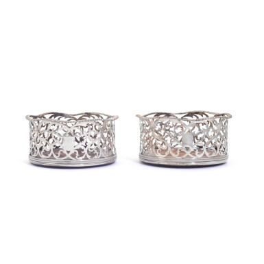 View full screen - View 1 of Lot 112. A pair of Victorian silver wine coasters, John Evans II, London, 1845.