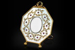 A rare jewelled Fabergé varicoloured gold-mounted guilloché enamel photograph frame, Moscow, 1899-191414