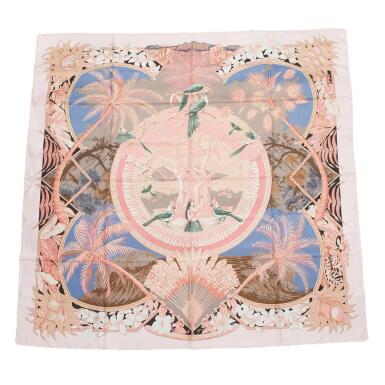 View full screen - View 1 of Lot 174. Hermès "Aloha" Plume Silk Twill Giant Scarf 140cm.