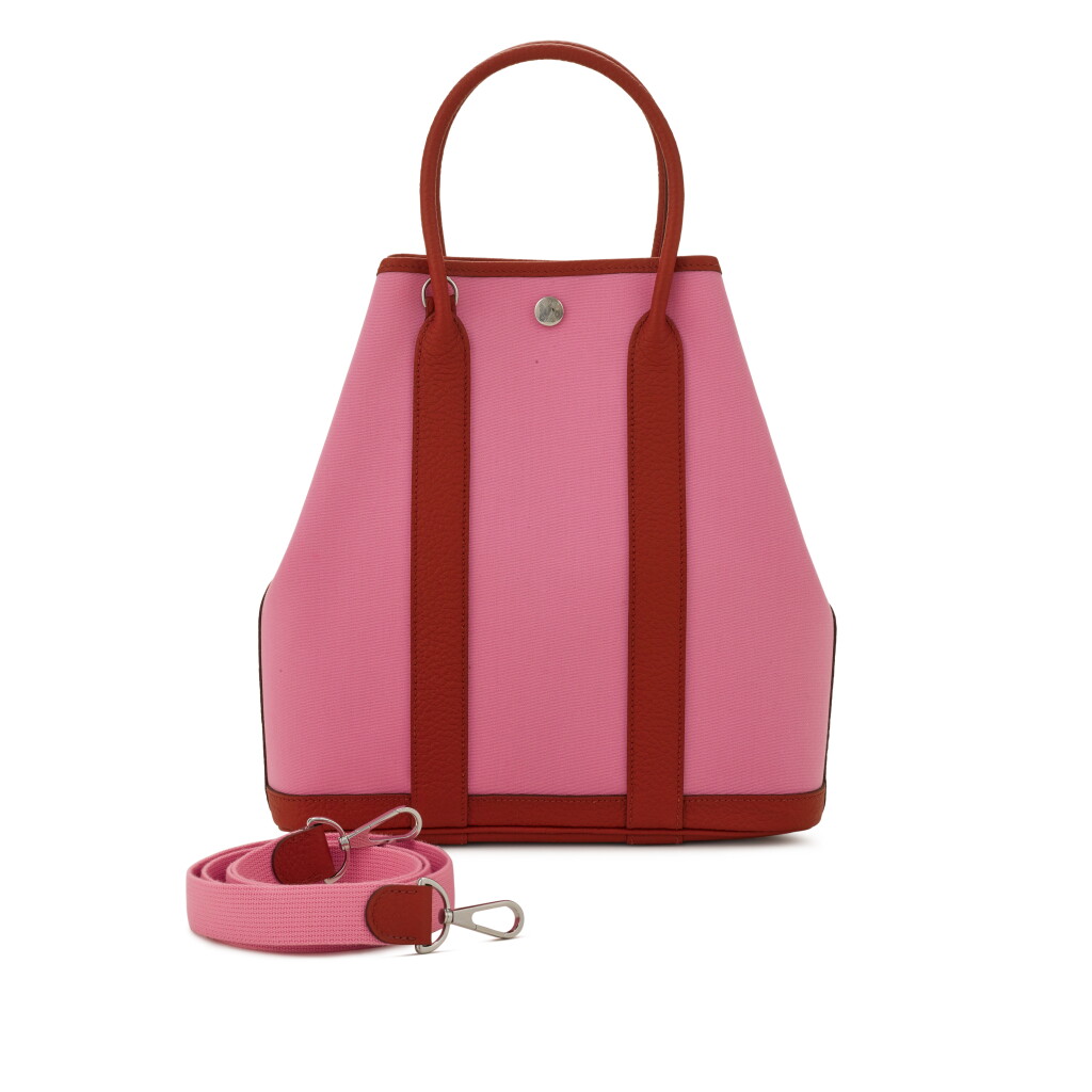 View full screen - View 1 of Lot 41. Bordeaux Negonda and Pink Cloth Garden Party Crossbody Bag, 2020.