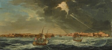 View full screen - View 1 of Lot 399. Malta, a view of the Grand Harbour during a storm.