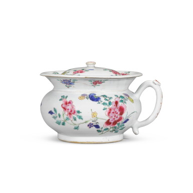 View full screen - View 1 of Lot 287. A famille-rose chamber pot and cover, Qing dynasty, 18th century.