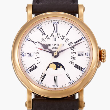 View full screen - View 1 of Lot 103. Reference 5159J | A yellow gold perpetual calendar wristwatch with moon phases and leap year indication | Circa 2008.