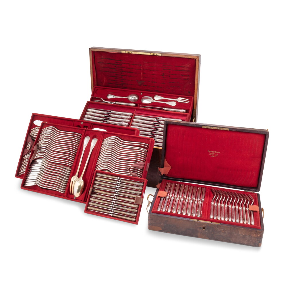 View full screen - View 1 of Lot 387. A 368-piece silver flatware partial set, Odiot Prévost et Cie, Paris, circa 1900 | Ménagère de 368 pièces en argent par Odiot Prévost et Cie, Paris, vers 1900.