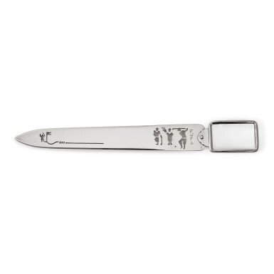 View full screen - View 1 of Lot 450. A French Silver Art Deco Golf Theme Letter Opener, Cartier, Paris, Circa 1930.