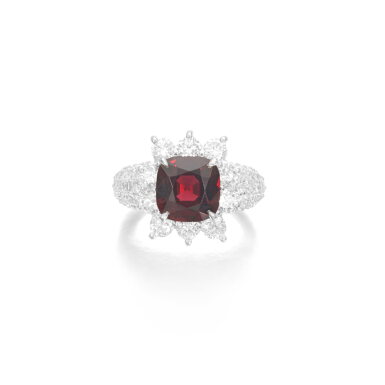 View full screen - View 1 of Lot 842. Spinel and diamond ring.