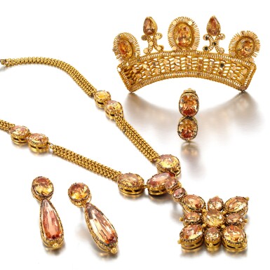 View full screen - View 1 of Lot 30. Topaz parure, 1830s.