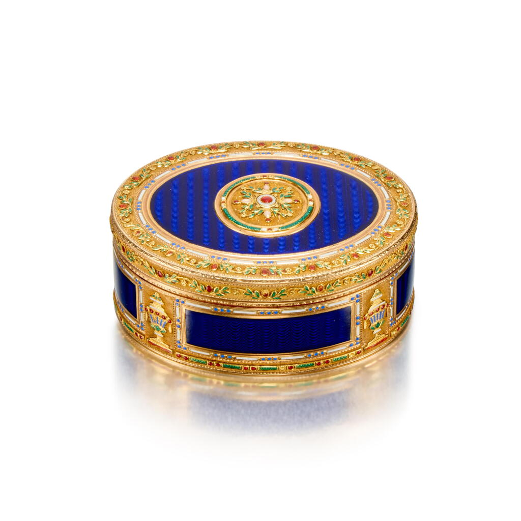 View full screen - View 1 of Lot 459. A Gold and Enamel Snuff Box, German, circa 1785/1790.