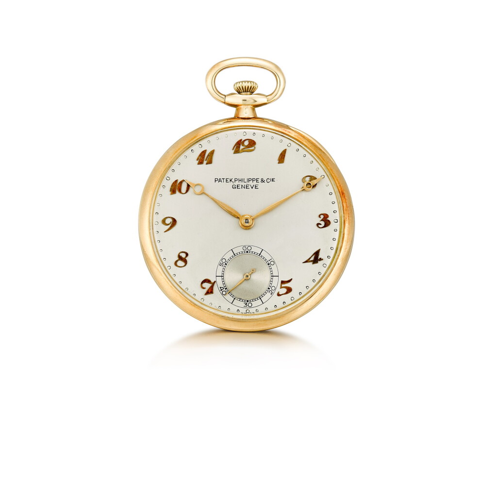 View full screen - View 1 of Lot 8089. PATEK PHILIPPE | A YELLOW GOLD OPENFACE WATCH, CIRCA 1940.