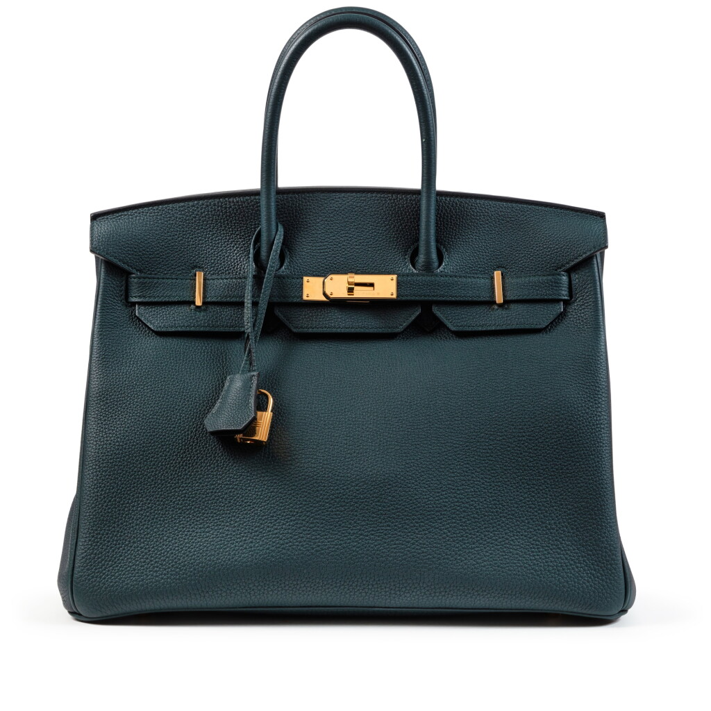 View full screen - View 1 of Lot 692. Vert Cyprès Togo Birkin 35 Gold Hardware, 2018.