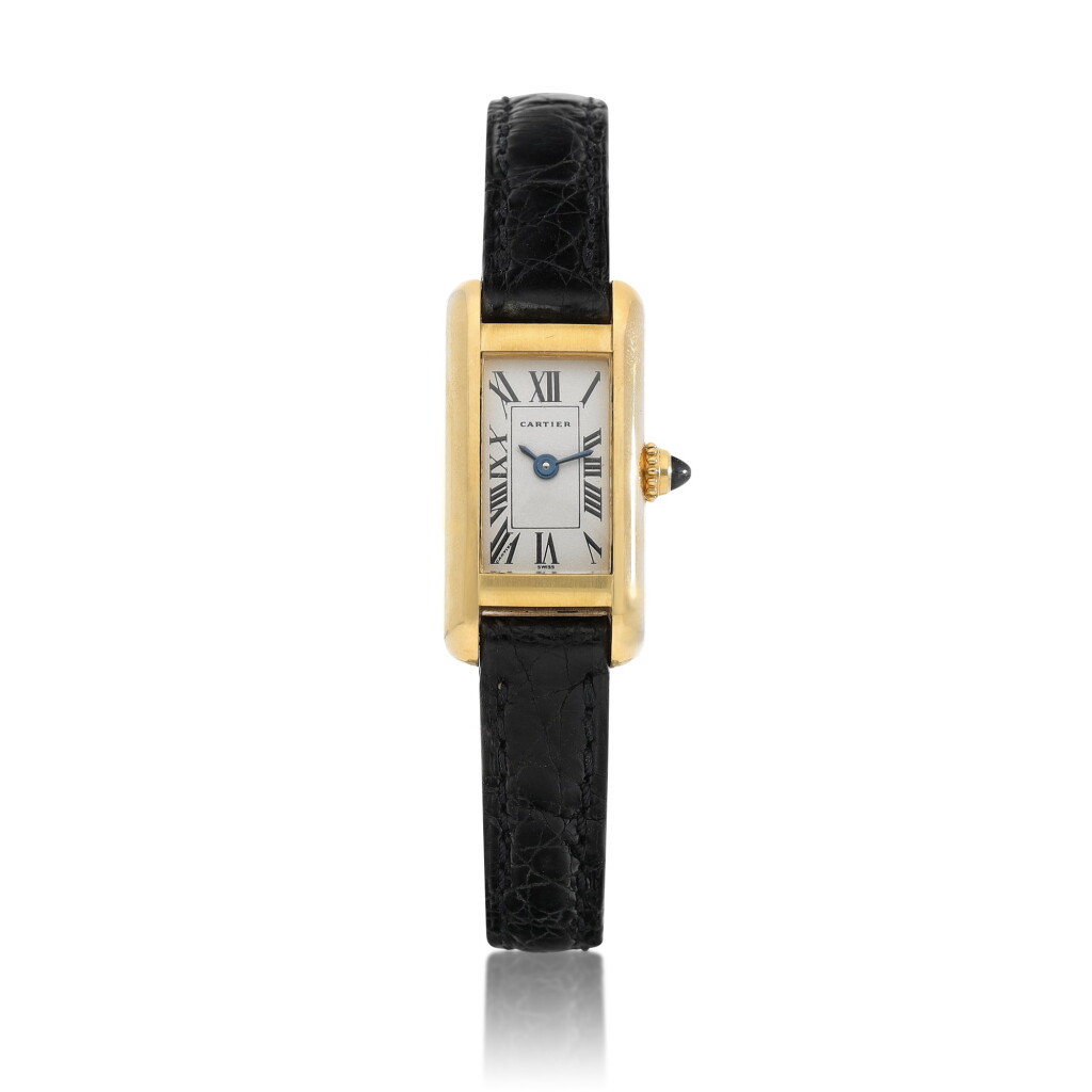 View full screen - View 1 of Lot 9256. Cartier | Mini Tank Américaine, Reference 1809, A yellow gold wristwatch, Circa 1990 | 卡地亞 | Mini Tank Américain 型號1809 黃金腕錶,約1990年製.