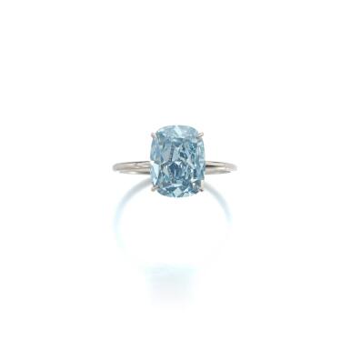 View full screen - View 1 of Lot 644. Rare Fancy Deep Blue diamond ring.
