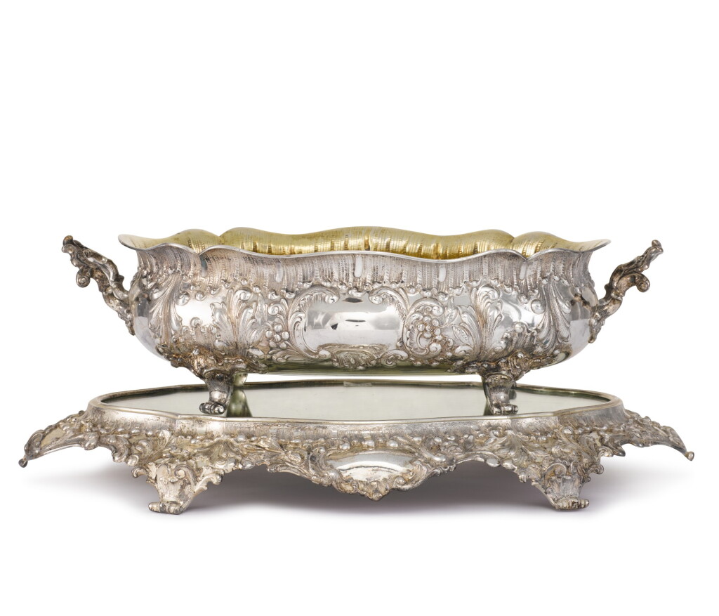 View full screen - View 1 of Lot 89. A German silver jardiniere with matching mirror plateau, Carl Schnauffer, Dresden, circa 1890.