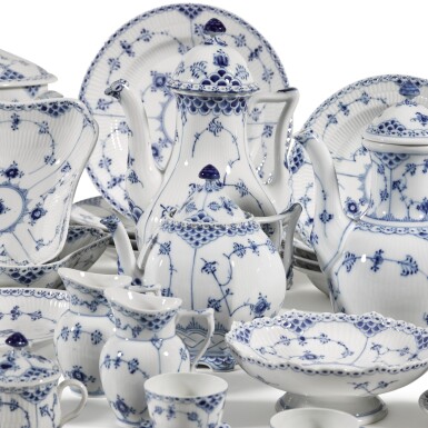 View full screen - View 1 of Lot 113. An extensive Royal Copenhagen ‘Blue Lace’ pattern composite dinner and dessert service, various dates 20th century.