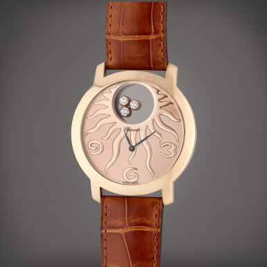 View full screen - View 1 of Lot 119. Reference 4176 Happy Sun | A pink gold and wristwatch with diamonds, Circa 2010.