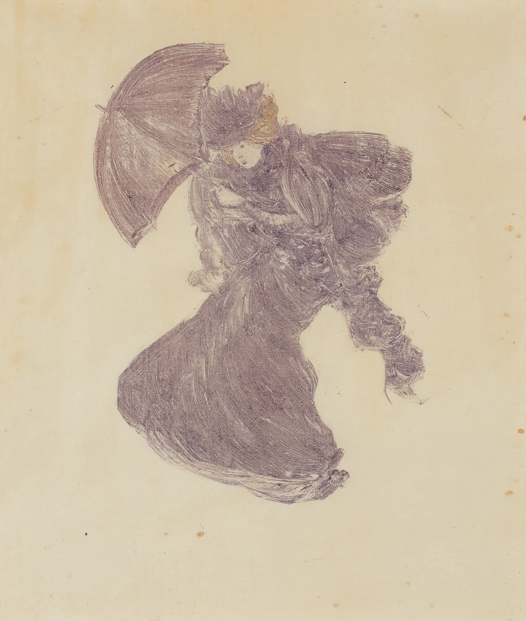 View full screen - View 1 of Lot 85. Gust of Wind (Lady with an Umbrella).