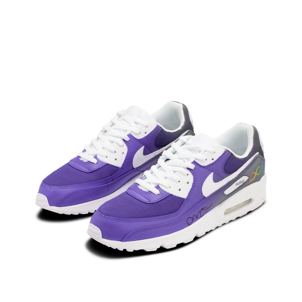 View full screen - View 1 of Lot 100. Doug Christie Sacramento Kings 2025-2026 Game Worn and Signed Custom Air Max 90s | To The Max Foundation .