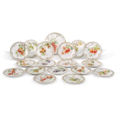 View full screen - View 1 of Lot 12. A set of seventeen Nymphenburg pierced plates, circa 1900.