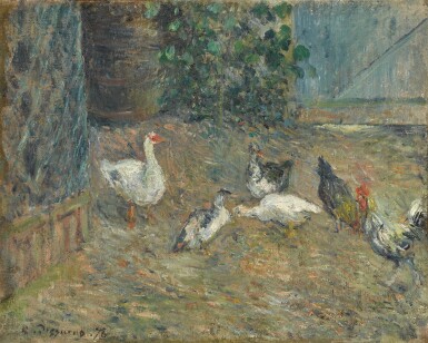 View full screen - View 1 of Lot 174. Poulailler à la maison rouge, Pontoise; Laveuses au bord de l'eau, Pontoise.