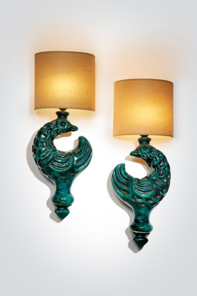View full screen - View 1 of Lot 74. Pair of "Poule" Wall Sconces.