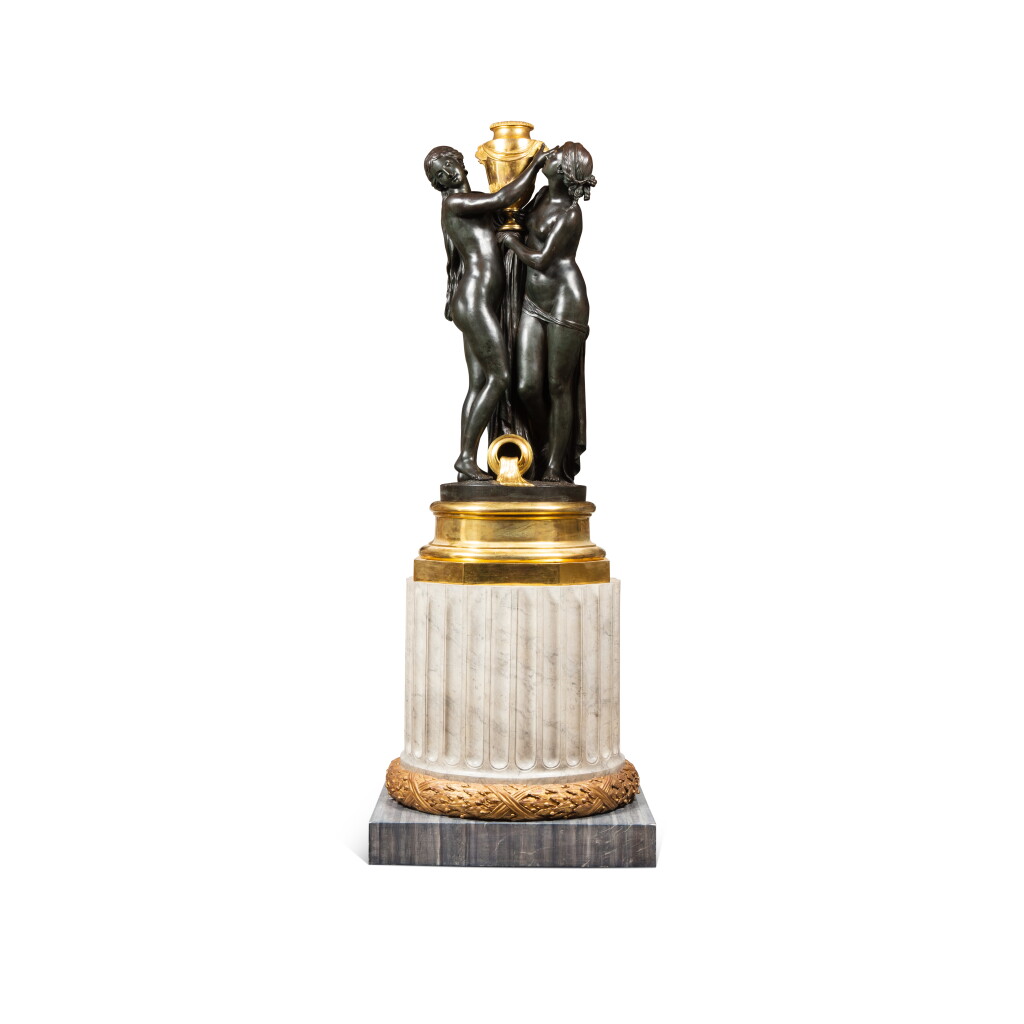 View full screen - View 1 of Lot 708. A French allegorical patinated bronze and ormolu group of a Source, Follower of Etienne Maurice Falconet (1716-1791), Late 18th - early 19th century.