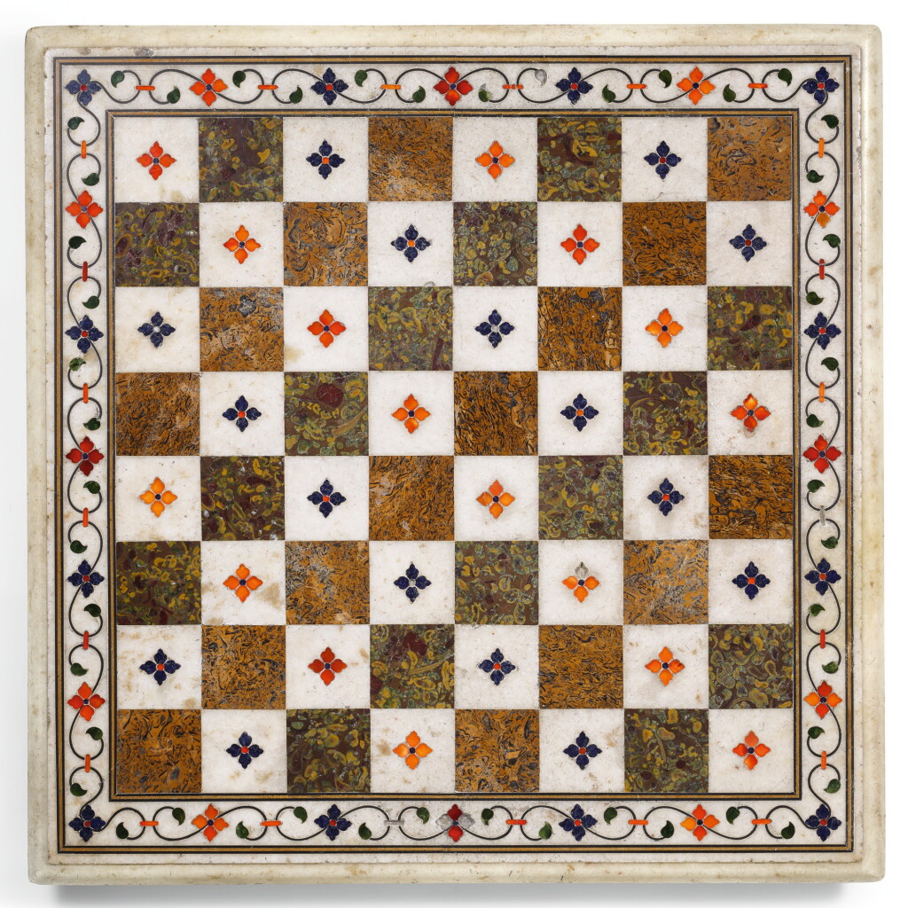 View full screen - View 1 of Lot 250. A MUGHAL PIETRA DURA CHESS BOARD, NORTH INDIA, 17TH/18TH CENTURY.