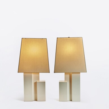 View full screen - View 1 of Lot 90. Pair of "Cubist" Table Lamps.