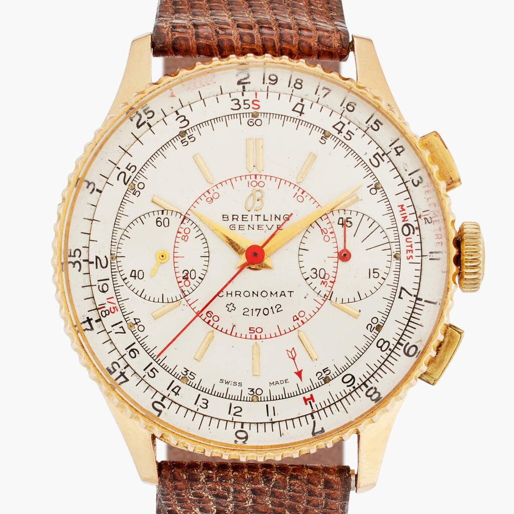 View full screen - View 1 of Lot 626. Reference 769 Chronomat | A pink gold chronograph wristwatch, Circa 1945.