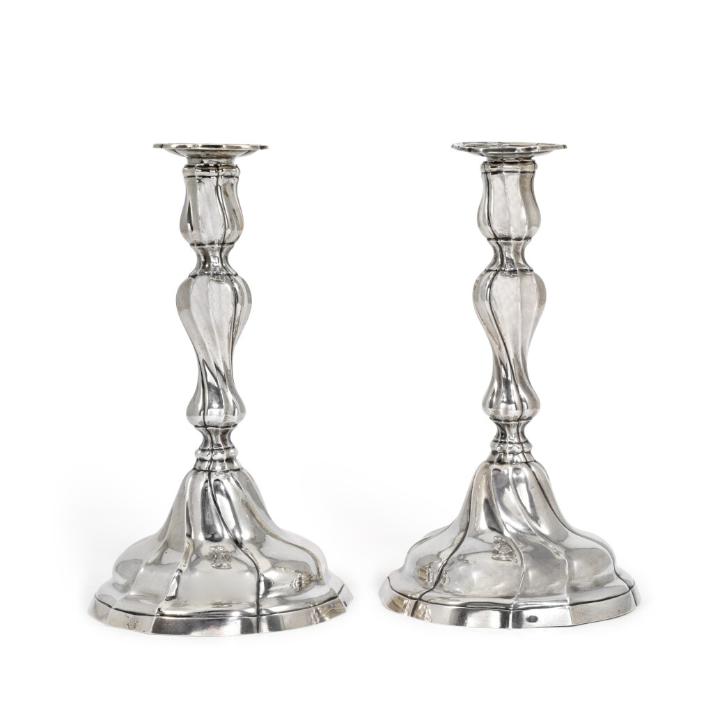 View full screen - View 1 of Lot 83. A pair of Italian silver candlesticks, probably Giuseppe Gastaldo, Turin, circa 1770.
