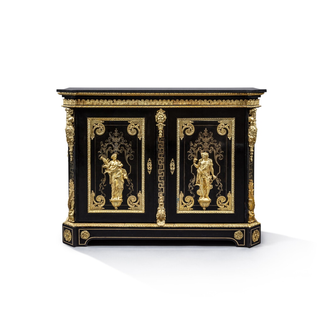 全螢幕檢視 - 查看117A Napoleon III gilt-bronze mounted brass and ebony Boulle marquetry meuble à hauteur d'appui, third quarter of 19th century, stamped by Mathieu Befort, dit Befort jeune | Meuble à hauteur d'appui en marqueterie Boulle d'ébène et laiton d'époque Napoléon III, troisième quart du XIXe siècle, estampille de Mathieu Befort, dit Befort jeune的1