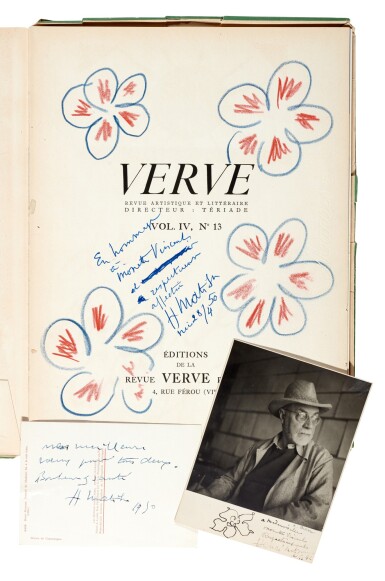 View full screen - View 1 of Lot 267. Matisse | A collection of items inscribed to Simone "Monette" Vincent, 1942-1950.