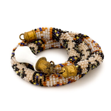 View full screen - View 1 of Lot 145. A French beaded glass and gilt-metal bell pull, possibly Palais Royale, 19th century.