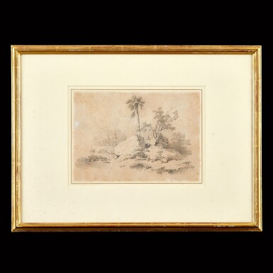 View full screen - View 1 of Lot 207. George Chinnery (1774-1852) Indian Vignette: Lessons in Landscape | 錢納利(1774-1852年) 風景素描課 紙本鉛筆 鏡框.
