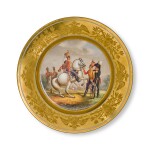 Senior and Junior Office of the Hussar Life-Guard Regiment: a military porcelain plate, Imperial Porcelain Manufactory, St Petersburg, period of Alexander III, 1890