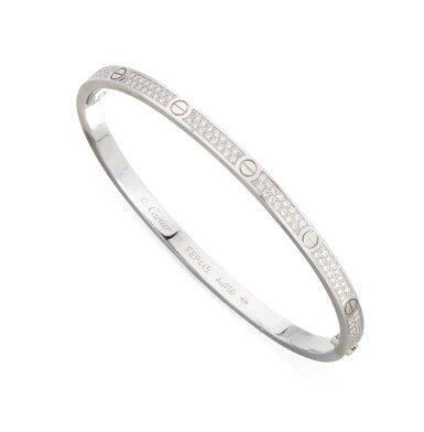 View full screen - View 1 of Lot 65. WHITE GOLD AND DIAMOND 'LOVE' BRACELET, CARTIER.