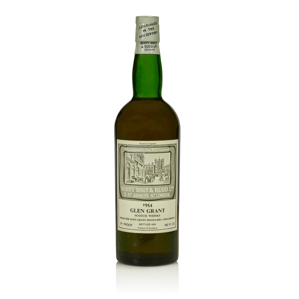 View full screen - View 1 of Lot 67. Glen Grant Berry Bros & Rudd 40.0 abv 1954 (1 BT 26 2/3 Fl. Oz).