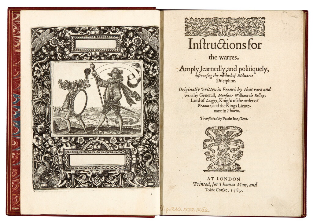 View full screen - View 1 of Lot 185. Fourquevaux, Instructions for the warres; Ive, The Practise of Fortification, 1589, 2 parts, modern red morocco.