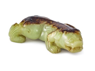 View full screen - View 1 of Lot 2085. A yellow and russet jade mythical beast Qing dynasty | 清 黃玉瑞獸.