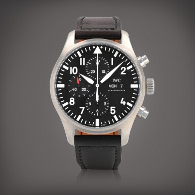 View full screen - View 1 of Lot 193. Pilot Chronograph, reference IW377709 Montre bracelet en acier avec chronographe et date | Stainless steel chronograph wristwatch with date Vers 2018 | Circa 2018.