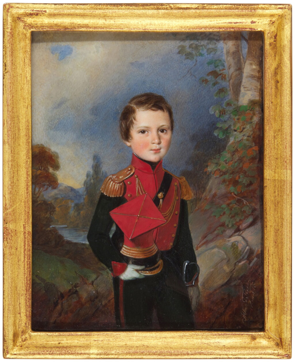 View full screen - View 1 of Lot 179. Portrait of a young boy dressed in a uniform.