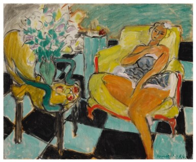 View full screen - View 1 of Lot 31. HENRI MATISSE | DANSEUSE DANS UN INTÉRIEUR, CARRELAGE VERT ET NOIR.