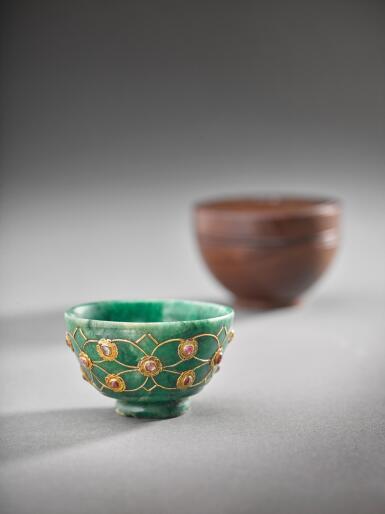 View full screen - View 1 of Lot 237. An Ottoman gem-set aventurine cup, Turkey, 18th century.
